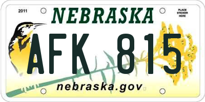 NE license plate AFK815