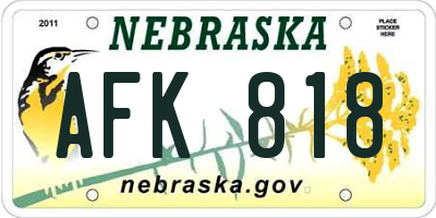 NE license plate AFK818