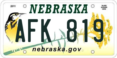 NE license plate AFK819