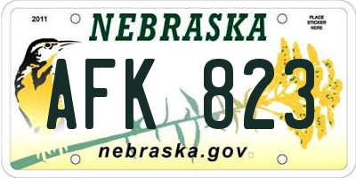 NE license plate AFK823