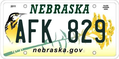 NE license plate AFK829
