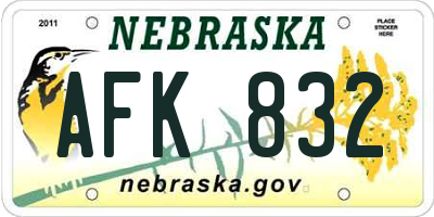 NE license plate AFK832