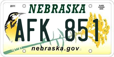 NE license plate AFK851