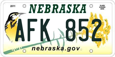 NE license plate AFK852