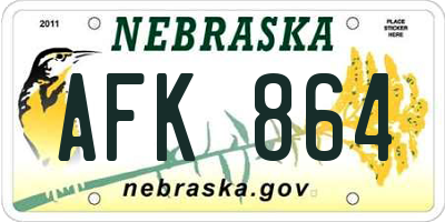 NE license plate AFK864