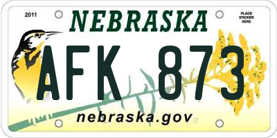 NE license plate AFK873