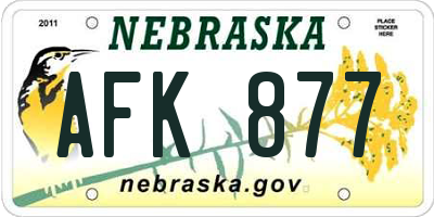 NE license plate AFK877