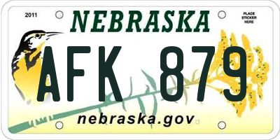 NE license plate AFK879