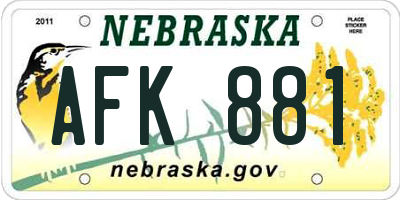NE license plate AFK881