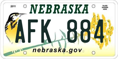 NE license plate AFK884