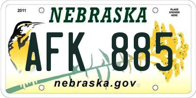 NE license plate AFK885