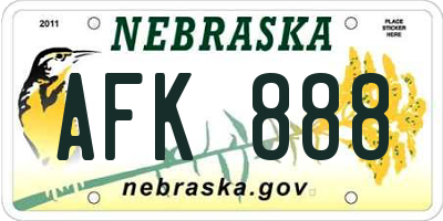 NE license plate AFK888