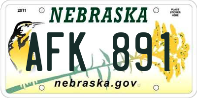 NE license plate AFK891