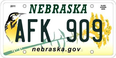 NE license plate AFK909