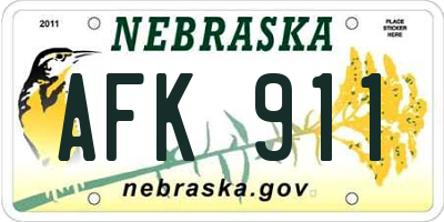 NE license plate AFK911