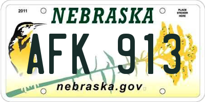 NE license plate AFK913