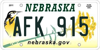 NE license plate AFK915