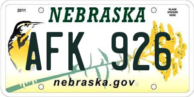 NE license plate AFK926
