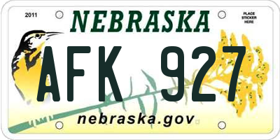 NE license plate AFK927