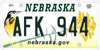 NE license plate AFK944