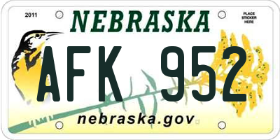 NE license plate AFK952