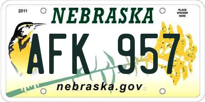 NE license plate AFK957