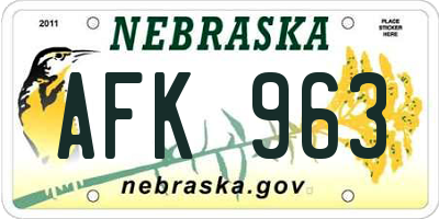 NE license plate AFK963