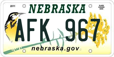 NE license plate AFK967