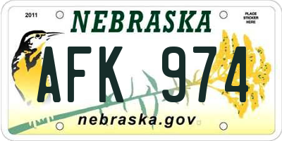 NE license plate AFK974