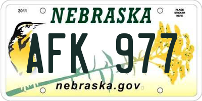 NE license plate AFK977