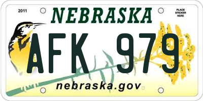 NE license plate AFK979
