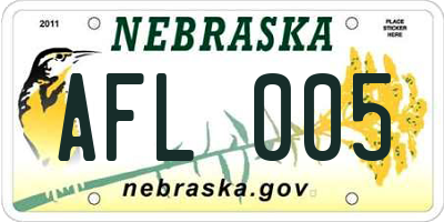 NE license plate AFL005