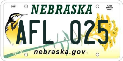 NE license plate AFL025