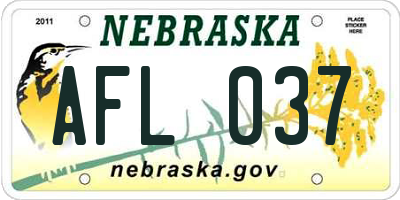 NE license plate AFL037