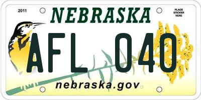 NE license plate AFL040