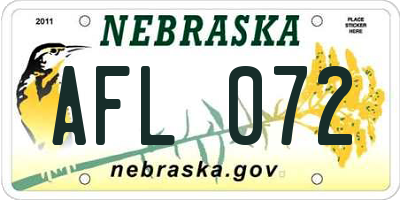 NE license plate AFL072