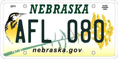 NE license plate AFL080