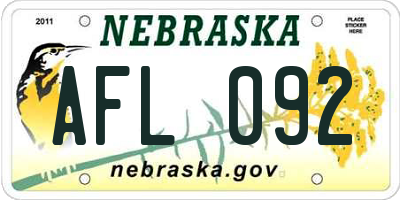 NE license plate AFL092