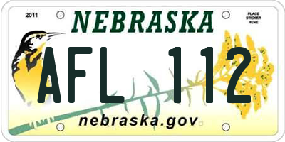 NE license plate AFL112