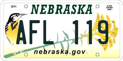 NE license plate AFL119