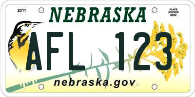 NE license plate AFL123