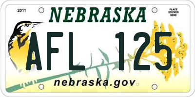NE license plate AFL125