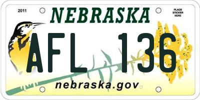 NE license plate AFL136