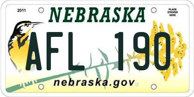 NE license plate AFL190
