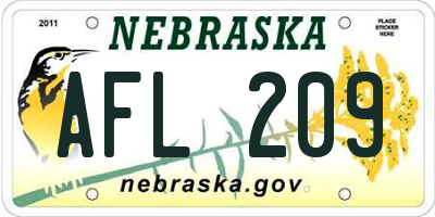 NE license plate AFL209