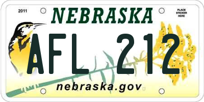NE license plate AFL212