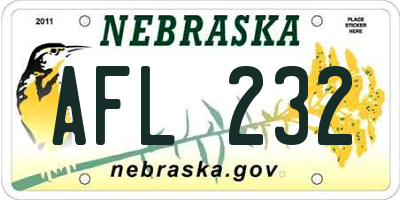 NE license plate AFL232