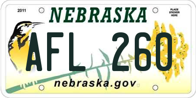 NE license plate AFL260