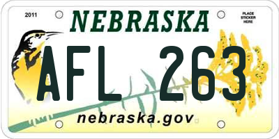 NE license plate AFL263