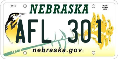 NE license plate AFL301
